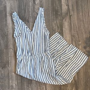 Splendid womens blue and white/cream striped romper size medium